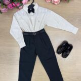 Conjunto Social Infantil Miss Cherry Henrique Bege e Preto