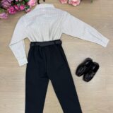 Conjunto Social Infantil Miss Cherry Henrique Bege e Preto