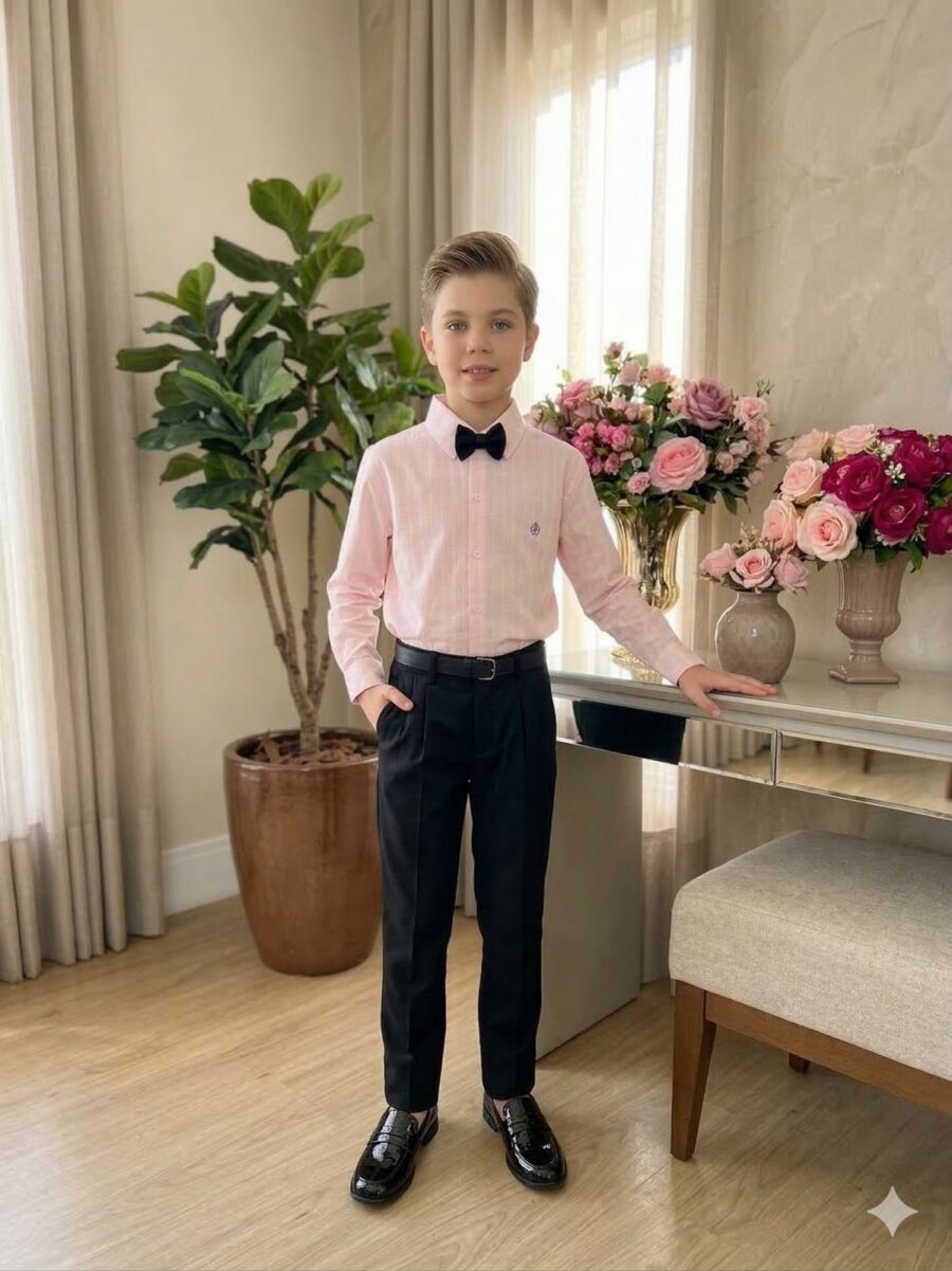 Conjunto Social Infantil Miss Cherry Henrique Rosa e Preto