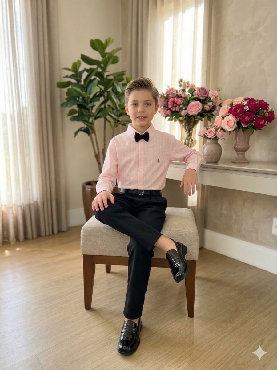Conjunto Social Infantil Miss Cherry Henrique Rosa e Preto