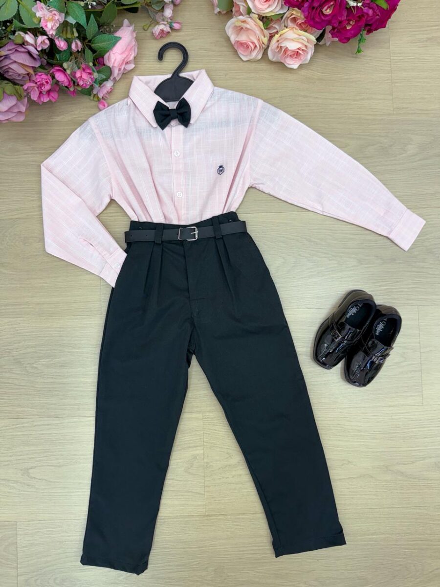 Conjunto Social Infantil Miss Cherry Henrique Rosa e Preto