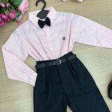 Conjunto Social Infantil Miss Cherry Henrique Rosa e Preto