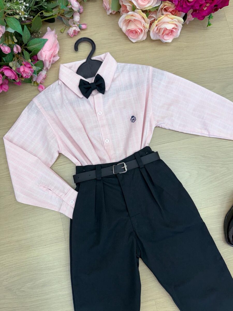 Conjunto Social Infantil Miss Cherry Henrique Rosa e Preto