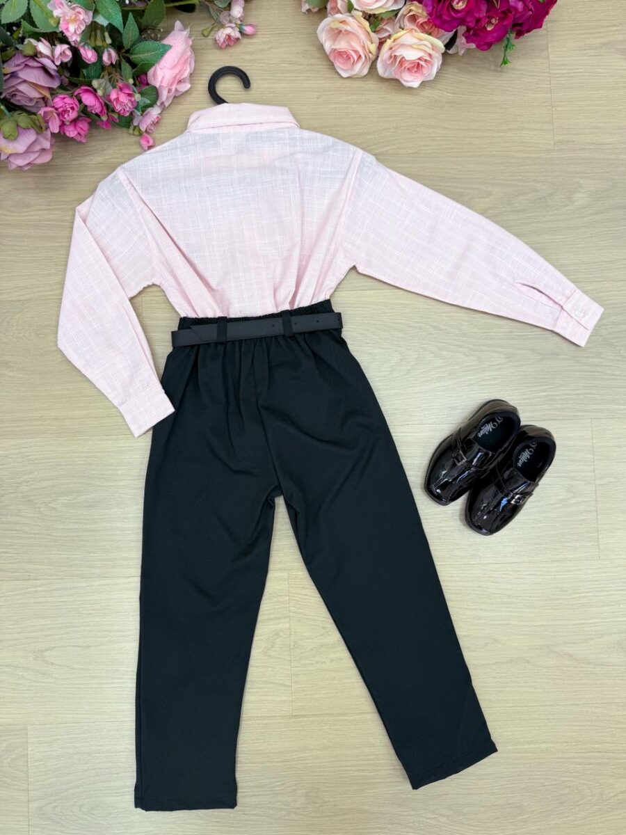 Conjunto Social Infantil Miss Cherry Henrique Rosa e Preto