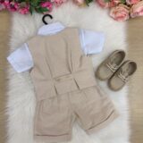 Conjunto Social Infantil Miss Cherry Leandro Colete Linho