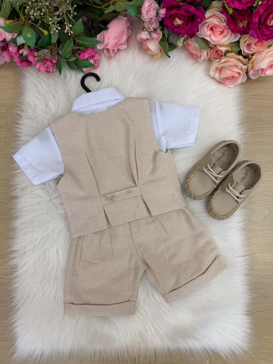 Conjunto Social Infantil Miss Cherry Leandro Colete Linho