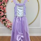 Fantasia Infantil Princesa com Luvas Cetim Helanca e Tule