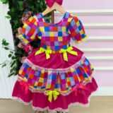 Vestido Junino Infantil Mimadine Amora Rosa