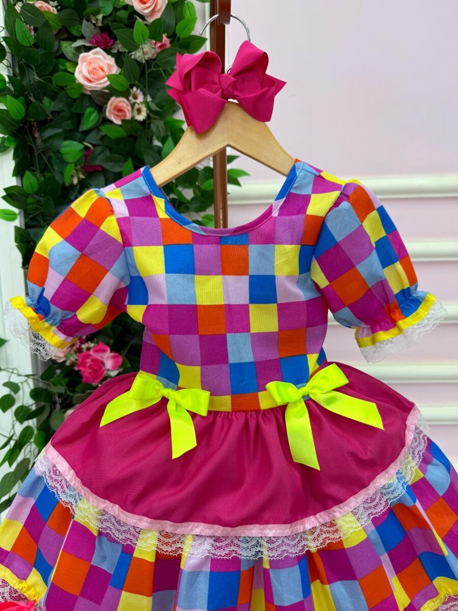 Vestido Junino Infantil Mimadine Amora Rosa