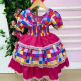 Vestido Junino Infantil Mimadine Amora Rosa