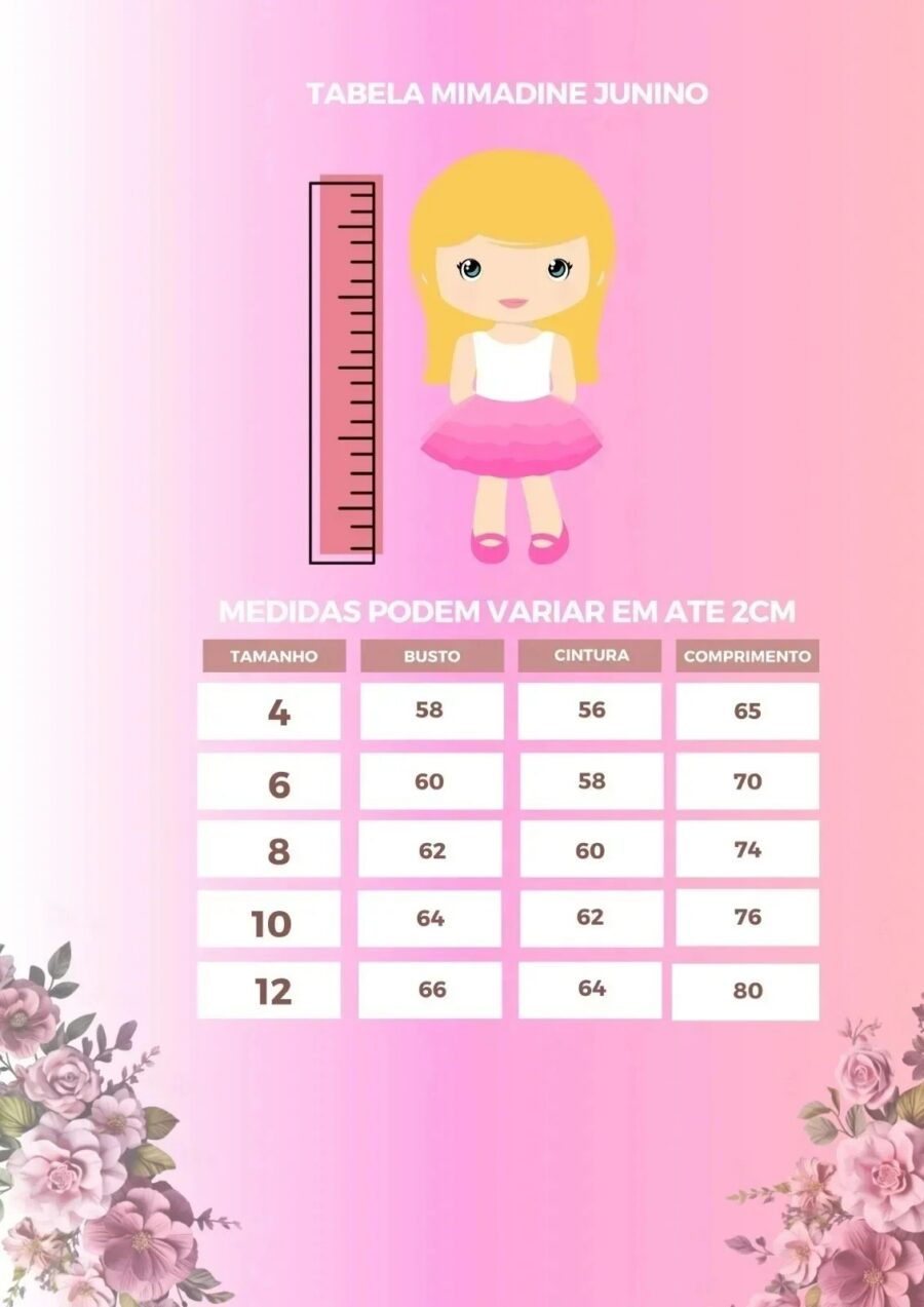 Vestido Junino Infantil Mimadine Amora Rosa