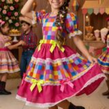 Vestido Junino Infantil Mimadine Amora Rosa