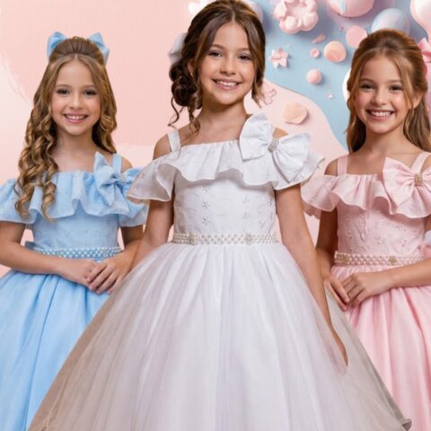 Vestido Infantil Bella Child Martina Lese Tule Cinto Pérolas