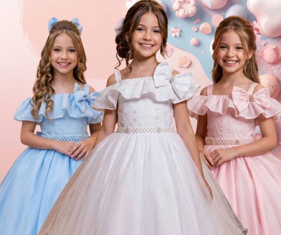 Vestido Infantil Bella Child Martina Lese Tule Cinto Pérolas