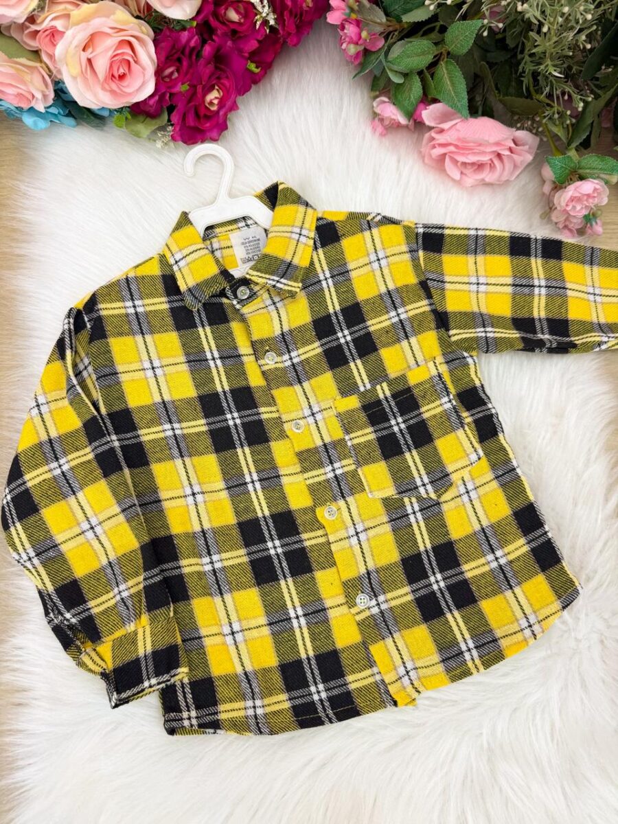 Camisa Flanelada Xadrez Junina Infantil Rian Amarela