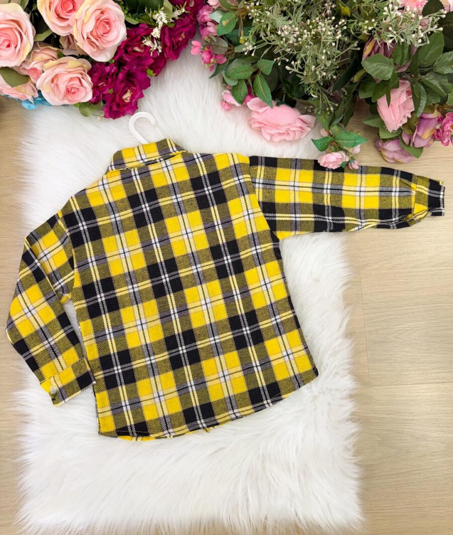 Camisa Flanelada Xadrez Junina Infantil Rian Amarela