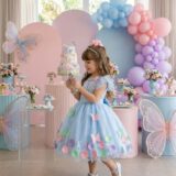 Vestido Infantil Marie Isis Jardim Encantado Azul