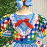 Vestido Junino Infantil Caipira Xadrez Azul Colorido