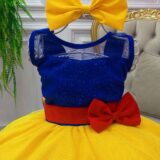 Fantasia Infantil Branca de Neve Vestido com Glitter e Capa