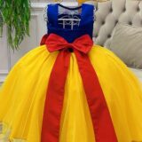 Fantasia Infantil Branca de Neve Vestido com Glitter e Capa