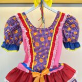 Fantasia Junina Adulto Vestido Arraiá Lilás Xadrez