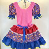 Fantasia Junina Adulto Vestido Arraiá Lilás Xadrez