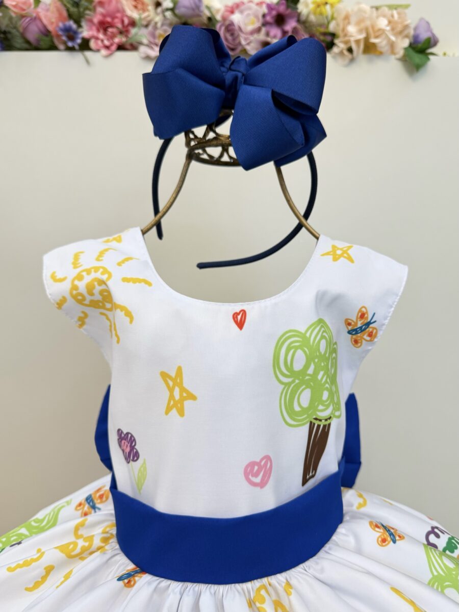 Vestido Infantil Branco Aquarela Formatura Festa 4 ao 18