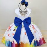 Vestido Infantil Branco Aquarela Formatura Festa 4 ao 18