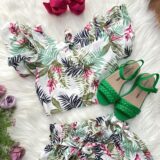 Conjunto Infantil Cropped e Saia Florida Colorida Casual