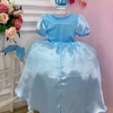 Fantasia Infantil Princesa Azul com Tiara e Luva Organza