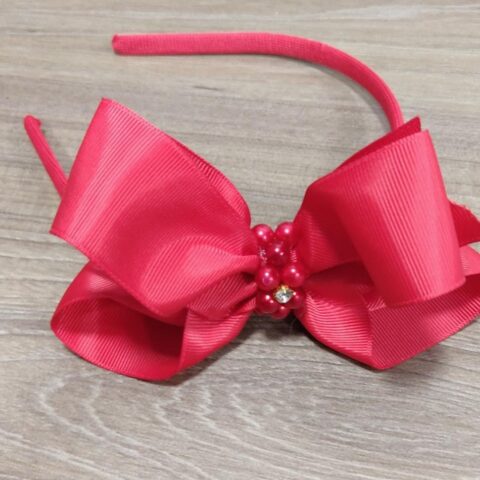 Tiara Infantil Vermelha com Pérolas e Strass