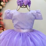 Vestido Infantil Lilás com Strass Casamento Festa 4 ao 18