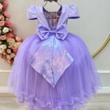 Vestido Infantil Lilás com Strass Casamento Festa 4 ao 18