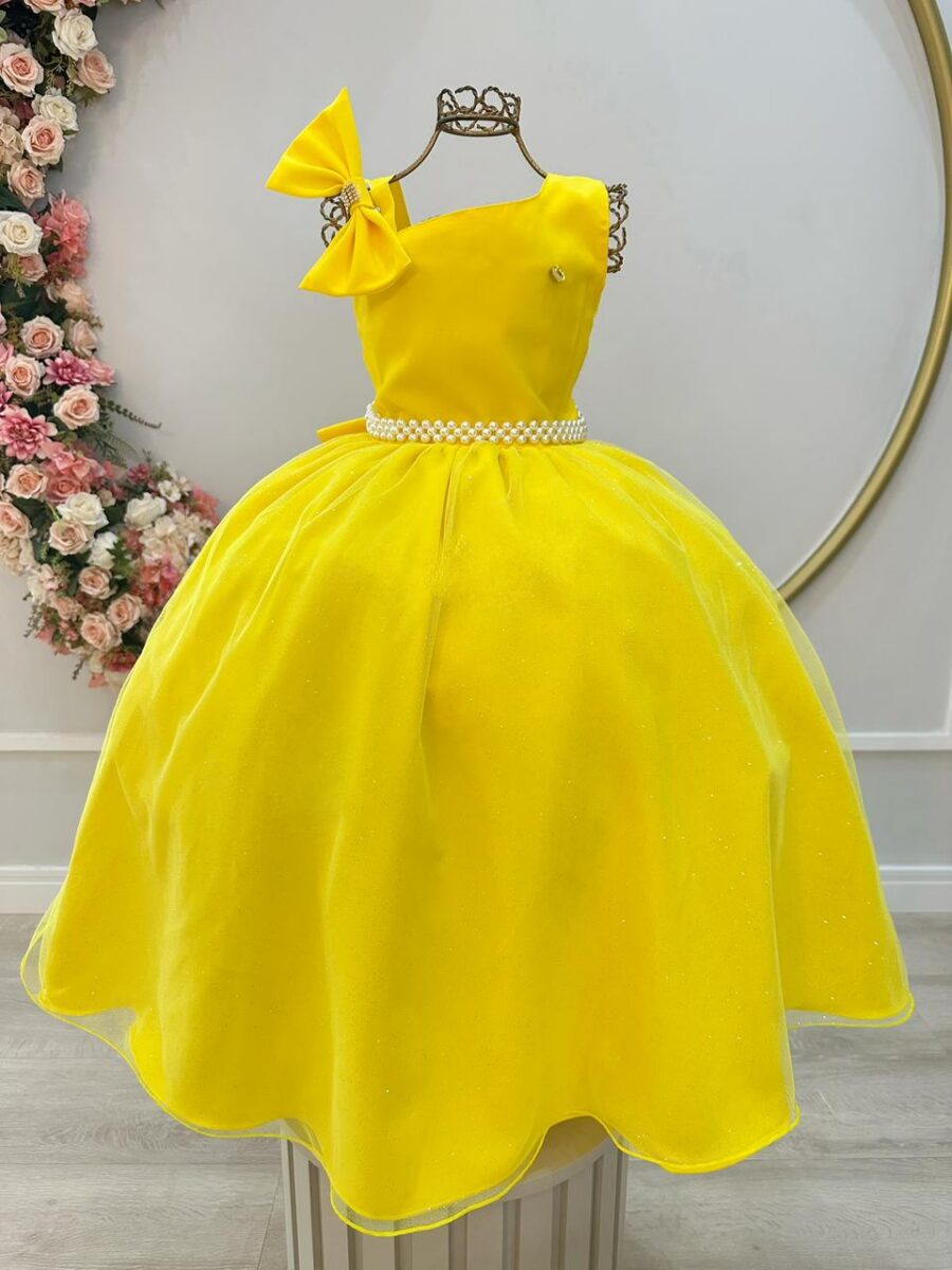 Vestido Infantil Longo Amarelo Daminha Formatura
