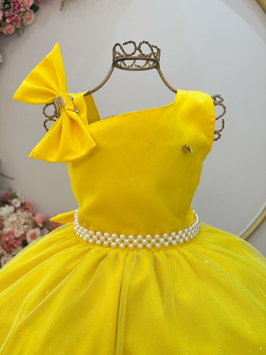Vestido Infantil Longo Amarelo Daminha Formatura