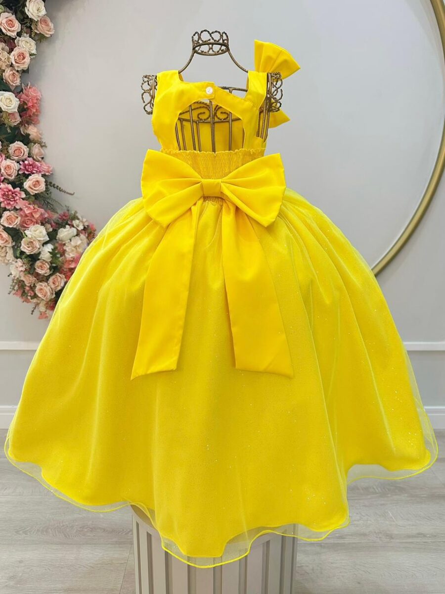 Vestido Infantil Longo Amarelo Daminha Formatura