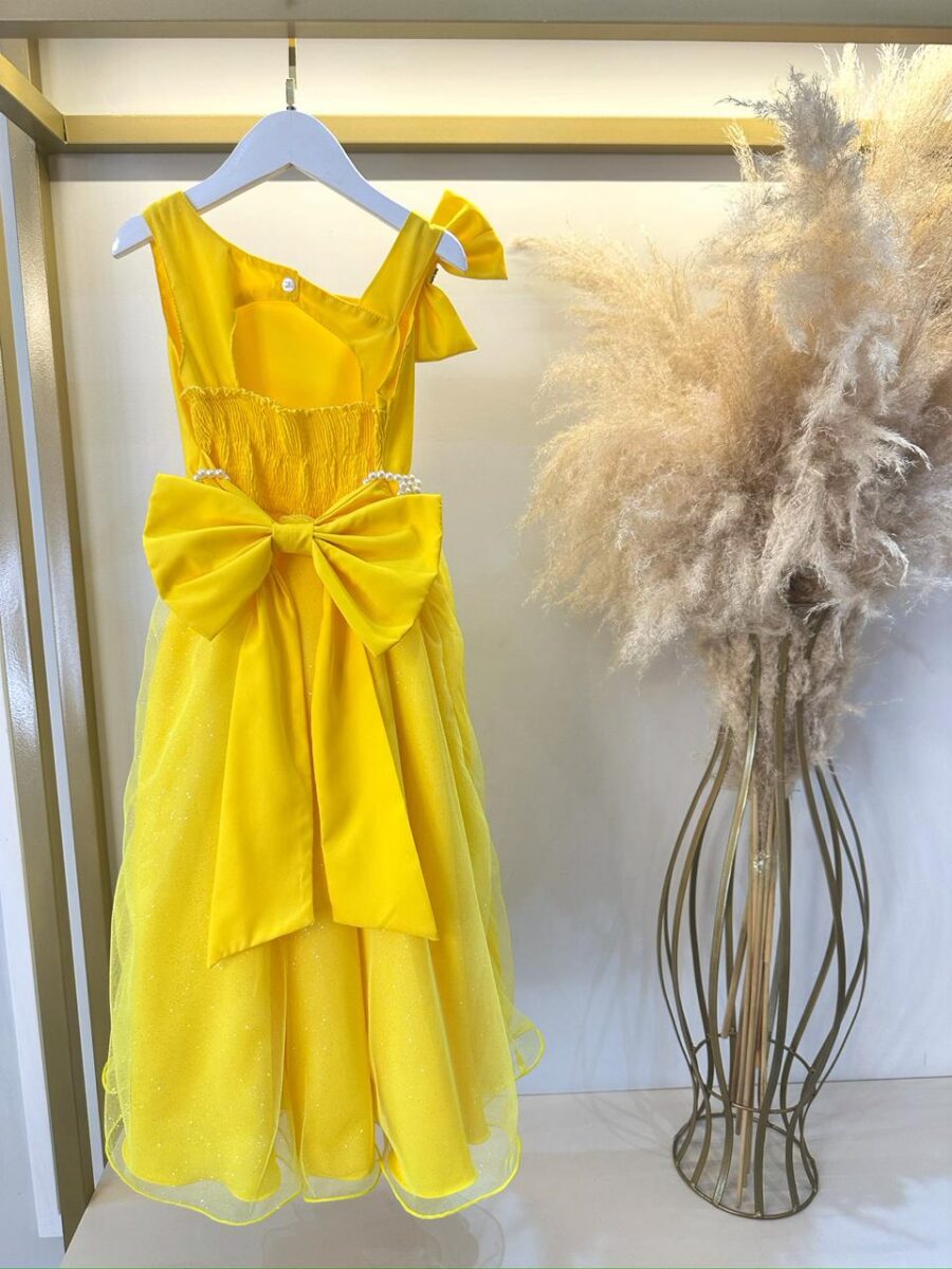 Vestido Infantil Longo Amarelo Daminha Formatura