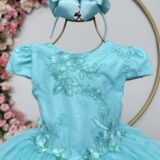 Vestido Infantil Verde Jardim Encantado Renda Metalizada