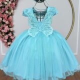 Vestido Infantil Verde Jardim Encantado Renda Metalizada