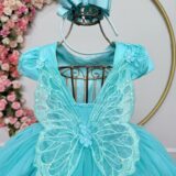 Vestido Infantil Verde Jardim Encantado Renda Metalizada