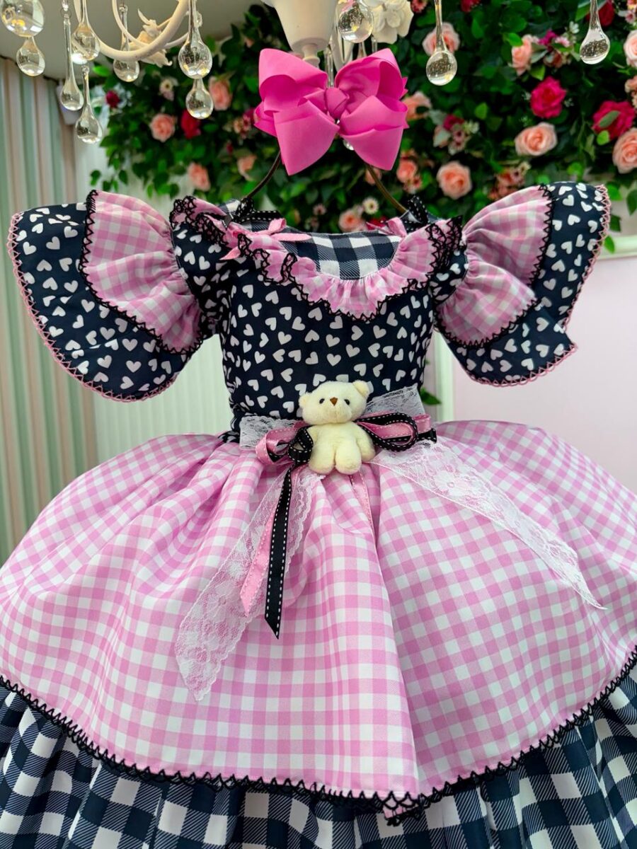 Vestido Junino Infantil Marie Ursinho do Sertão Preto
