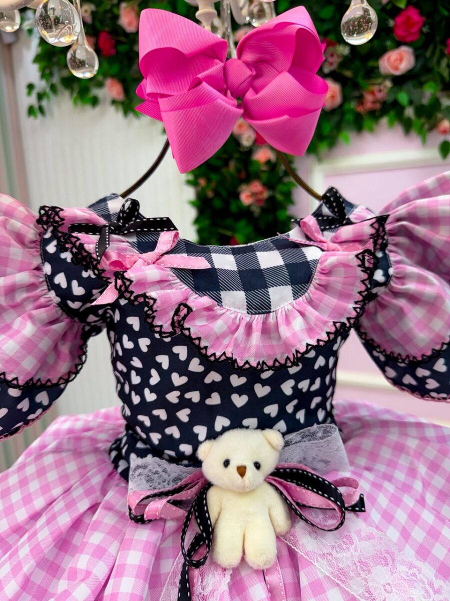 Vestido Junino Infantil Marie Ursinho do Sertão Preto