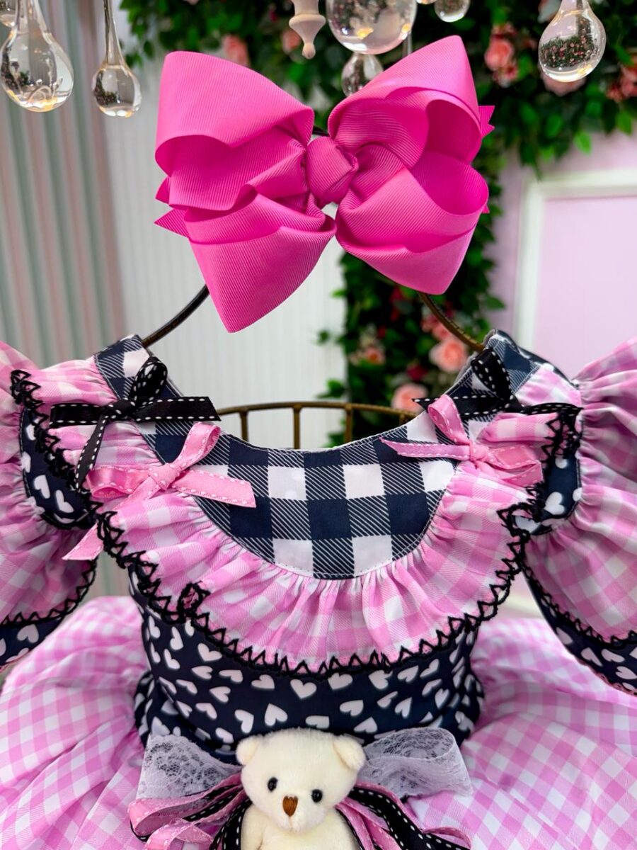 Vestido Junino Infantil Marie Ursinho do Sertão Preto