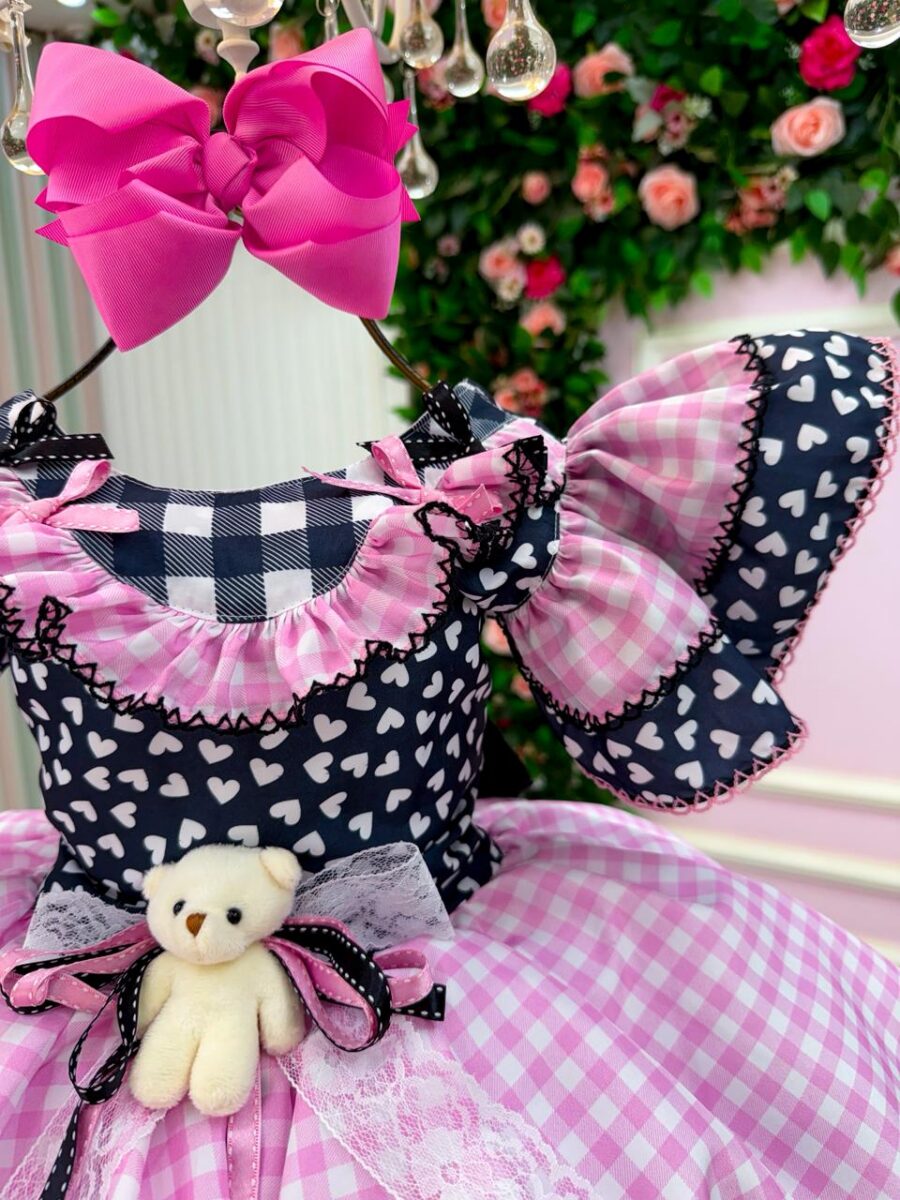 Vestido Junino Infantil Marie Ursinho do Sertão Preto