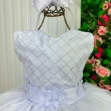 Vestido Longo Infantil Olivia Marie Branco Tafetá e Tule
