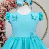 Vestido Infantil Verde Menta Jardim Encantado Apliques