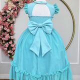 Vestido Infantil Verde Menta Jardim Encantado Apliques