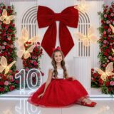 Vestido Infantil Betani Mini Miss Vermelho Tule Poá