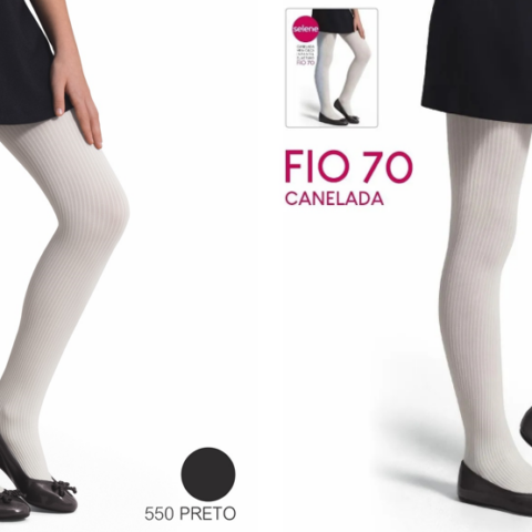 Meia Calça Infantil Canelada com Elastano Fio 70