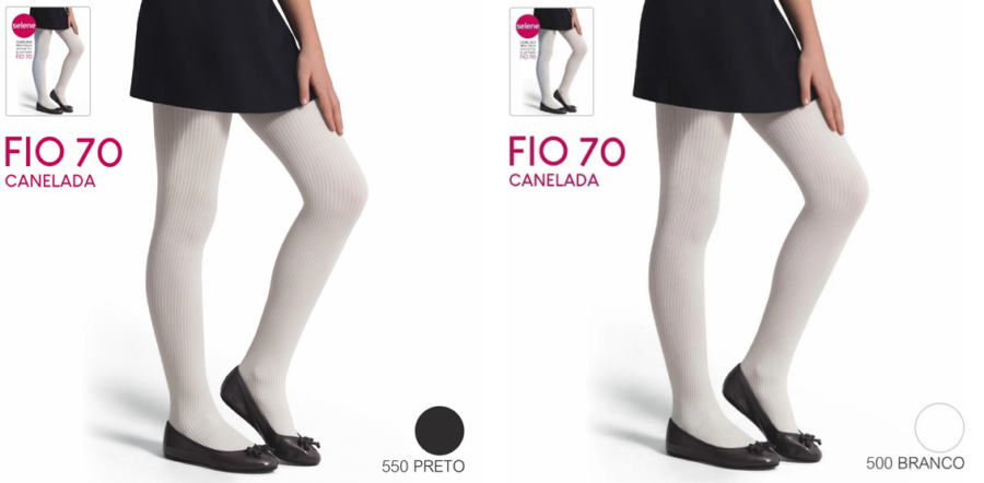 Meia Calça Infantil Canelada com Elastano Fio 70